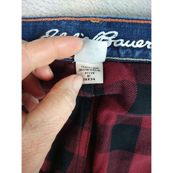 Eddie Bauer Flannel Lined Jeans Men's 36x34 Blue Denim Straight  Fit Medium Wash - Picture 10 of 16